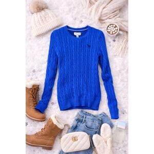 Vintage Abercrombie & Fitch Women’s Blue Cable Knit Crewneck Sweater Blue Size M